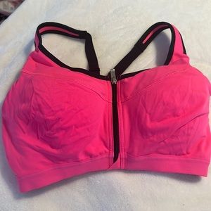 Victoria’s Secret VSX Sport pink and black Zip Up Front Sports Bra 34DD
